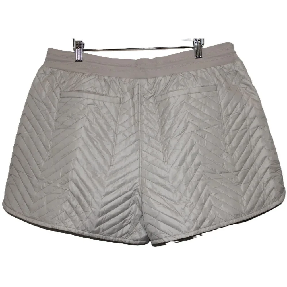 Womens Athleta Après Ski Short Cream Quilted Athletic Shorts Activewear Size 16